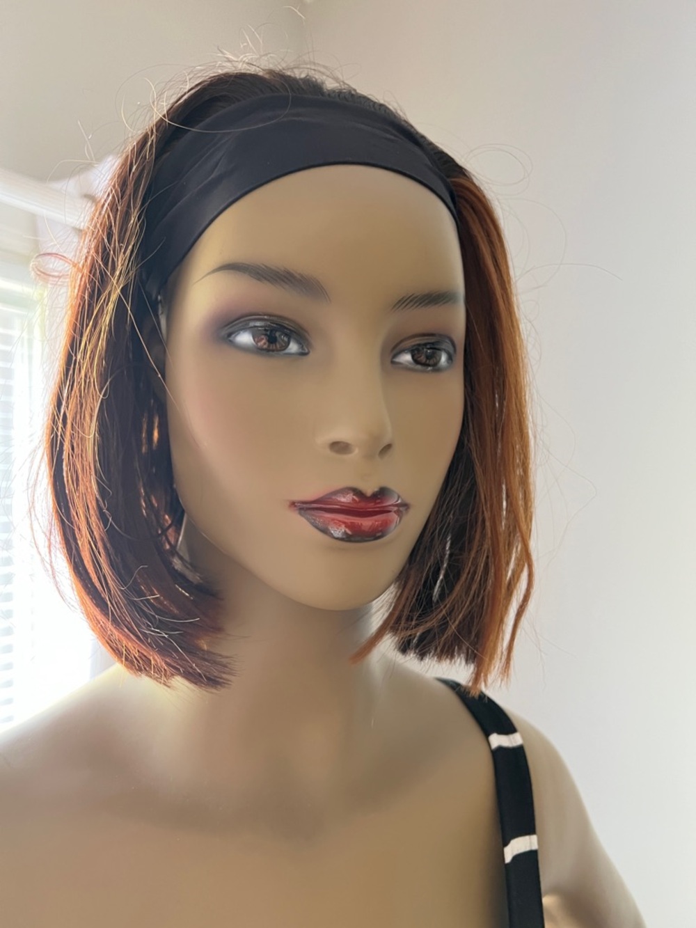 Amazon Black Headband Bob Wig with Auburn Highlights
